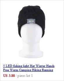 5 светодиодный светильник для рыбалки, шапка для зимы, свободные руки, теплая шапка для кемпинга, походов, бега, черная шапка