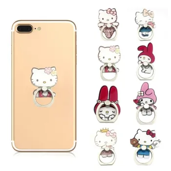 

1pcs Crystal Figure my melody hello kittys 360 Degree Metal Finger Ring for phone Mobile Phone Support Toys