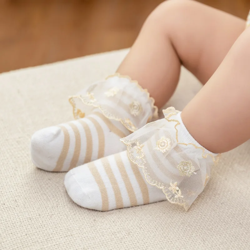 

Korean Children Version of Embroidered Agaric Fringed Bow Princess Socks Baby Socks
