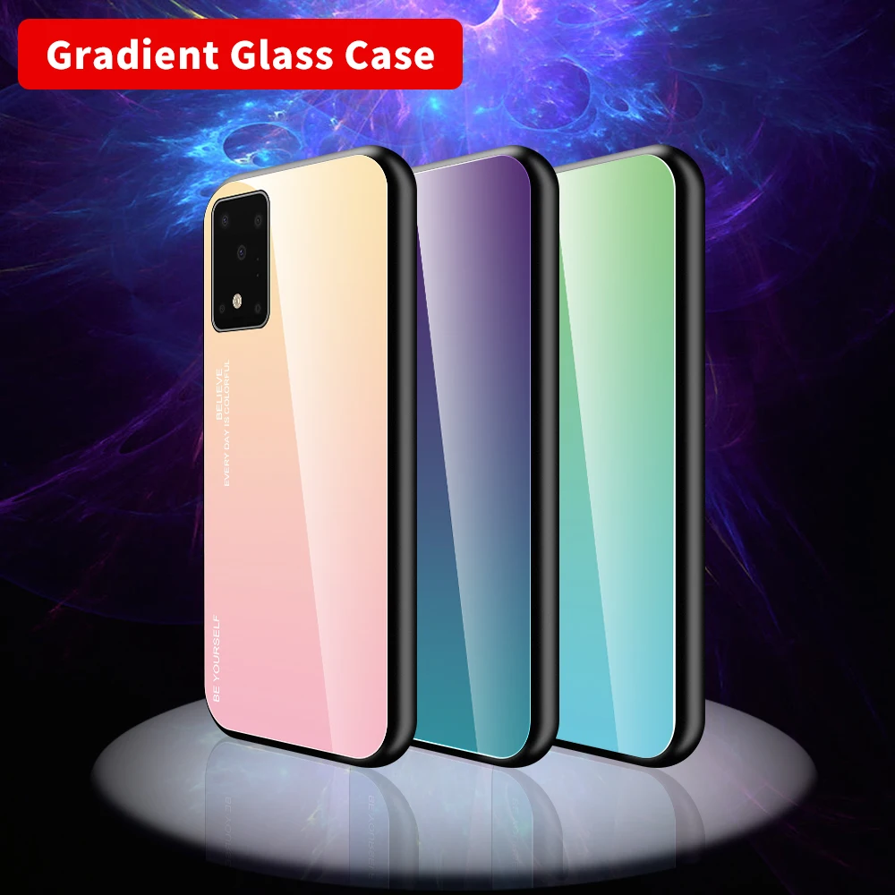 Tempered Glass Case For Samsung Galaxy A30S A50S A30 A40 A50 A60 A70 A80 A90 5G Note 10 Pro S10 S11 Plus E Gradient Color Cover |