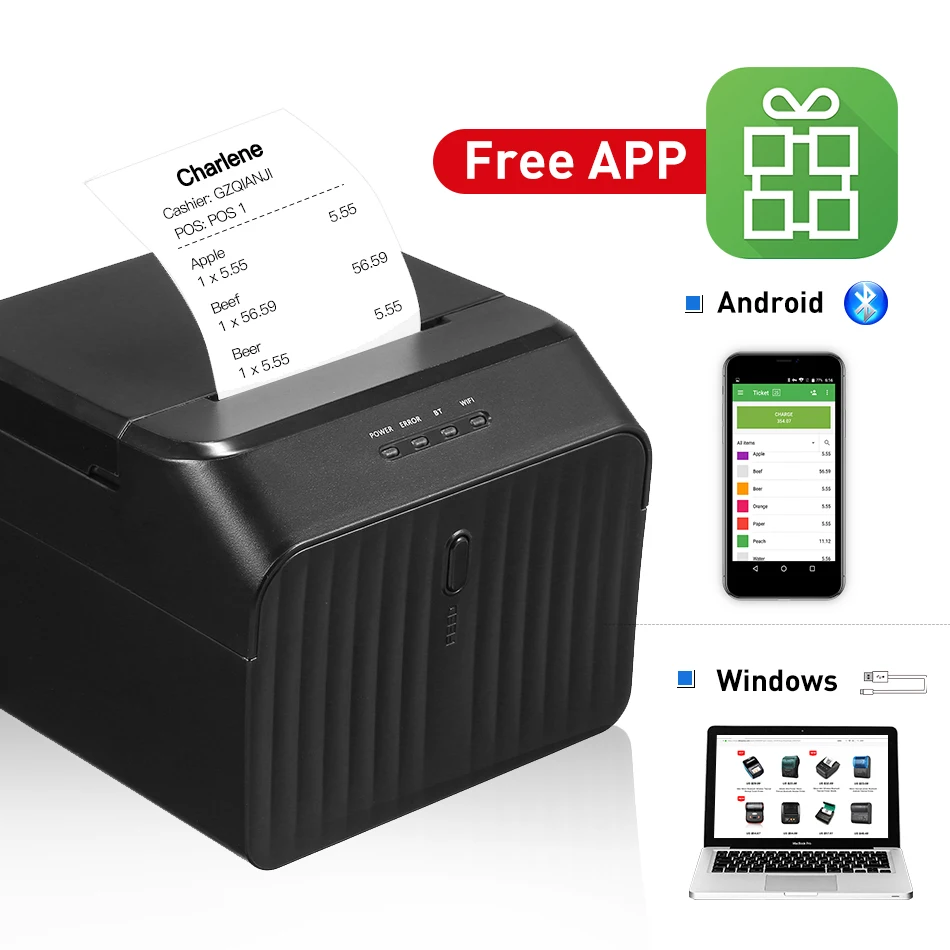 GZ5809 58 мм POS принтер USB buetooth термальный мини Поддержка Android iOS Window совместим с