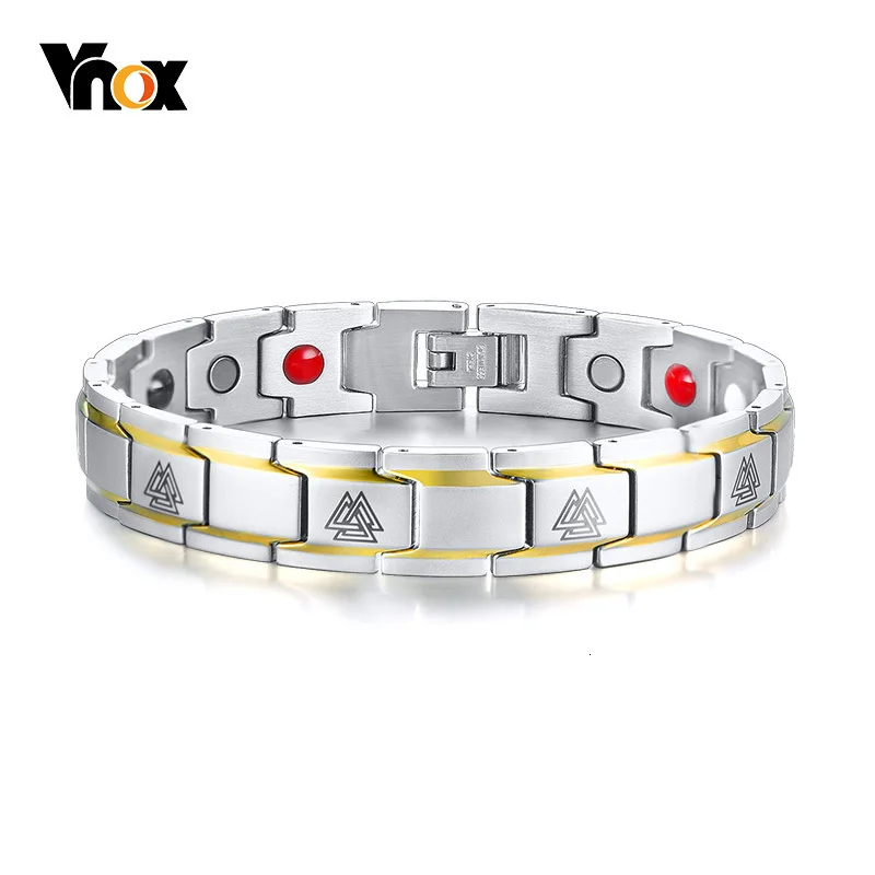 Vnox Руна викингов магнитные браслеты для женщин и мужчин нержавеющая сталь терапия Исцеление браслет скандинавские мифологии амулет Pulseira