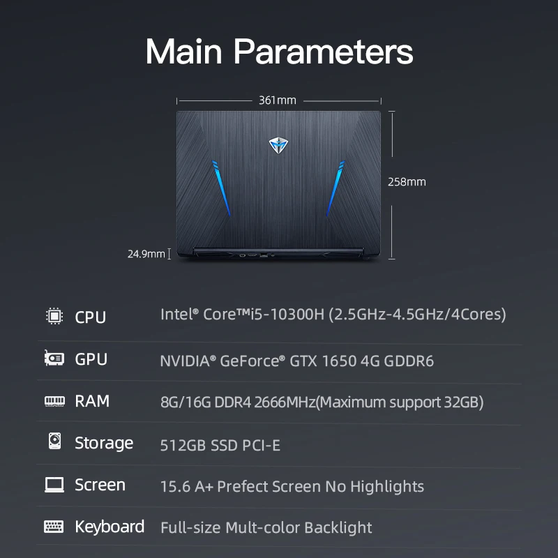 Ноутбук Machenike T58 VA i5 10300H GTX1650 игровой ноутбук 4G 2020 дюйма 8 ГБ ОЗУ 512 Гб SSD 15 6