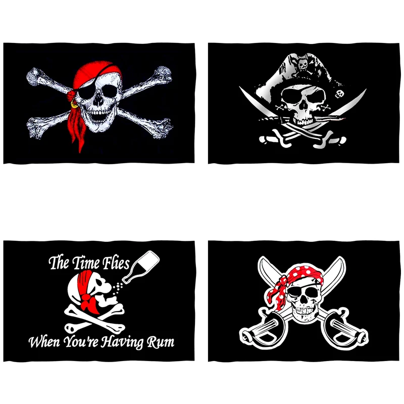 

Halloween Pirate Flag 90x150cm Polyester Skull Printed Home Party Hanging Flying Decorative Black Custom Flags and Banners