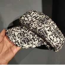 Твидовая клетчатая кепка газетчика новые женские шапки цепочка с плоским верхом Козырек Кепка винтажная клетчатая Военная Кепка женские шапки осень/зима