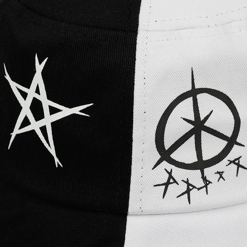 Graffiti Black and White Stitching Shade Fisherman Hat Basin Hat Street Hipsters Tide Brand Hip-hop Japanese Korean Student