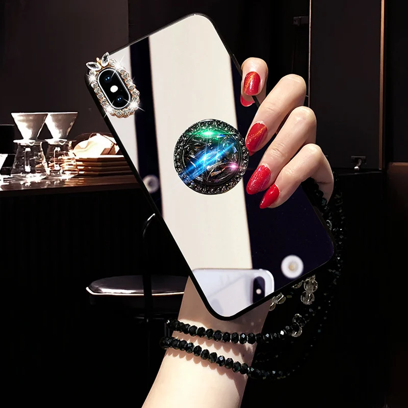 For Samsung Galaxy S21 Plus S22 Ultra S23 S24 Plus A14 A31 A71 Mirror Diamond Makeup Woman Holder Case