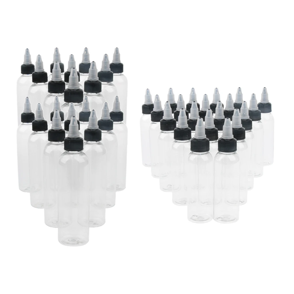 40pcs Empty Squeeze Bottles  Cap Nozzle Tip Bottles 120ml 60ml New
