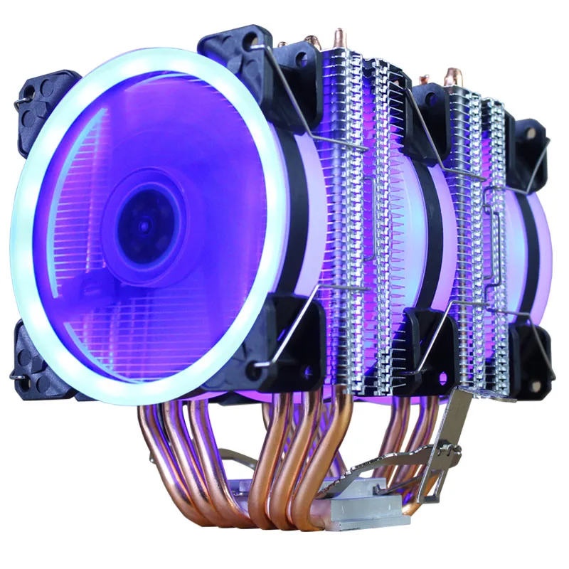CPU cooler High quality 6 heat pipes dual tower cooling 9cm RGB fan LED fan support 3 fans 3PIN CPU Fan for AMD and For Intel|Fans & Cooling| - AliExpress