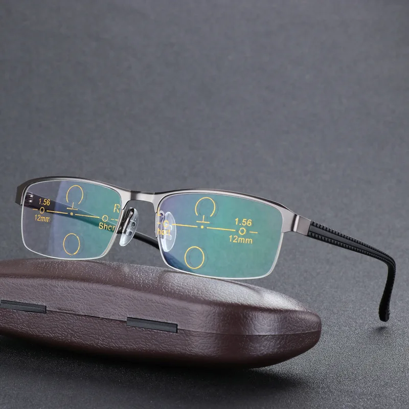 

Men Reading Glasses Far And Near Dual-use Double Light Change Color Progressive Multi-focal Eyewear Prescription Eyeglasses
