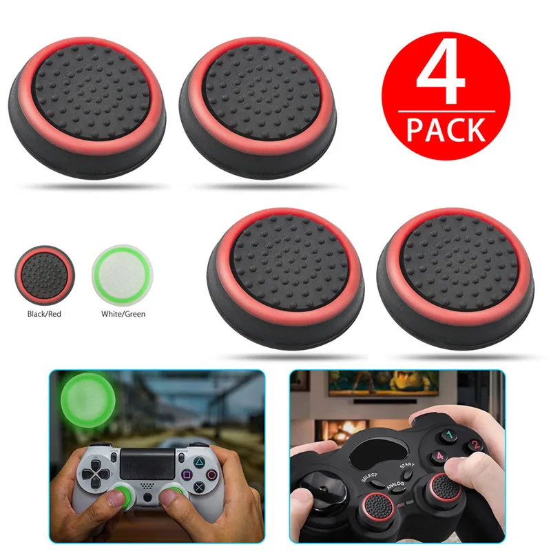 Black/Green,Black/White 4 Pair/8 Pcs Silicone Analog Thumb Grip Stick Cover,Game Remote Joystick Cap for PS4 Dualshock 4/PS3 Dualshock 3/PS2 Dualshock/Xbox One Wireless/Xbox 360 Controllers Insten 