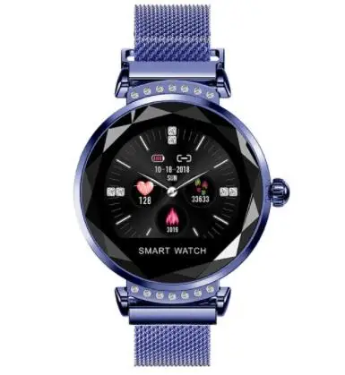 Синий Smart ElectronicsH2 цветной экран дамские физиологические часы напоминают пульсометр мониторинг здоровья умные часы для Android IOS - Цвет: Синий