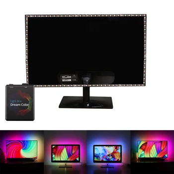 

Ambient Lighting LED Strip Kit Multi-Color RGB TV LED Backlight Strip Lighting Kit for Flat Screen TV LCD Desktop Monitors