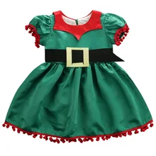 Emmaaby/Рождественская одежда для маленьких девочек; платье+ ремень; вечерние летние платья принцессы с кисточками в стиле пэчворк