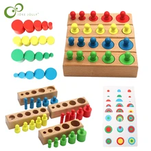 Juguetes Educativos de madera Montessori para bebés, juego de bloques de cilindros de enchufe coloridos, juguete educativo para niños en edad preescolar, Aprendizaje Temprano ZXH