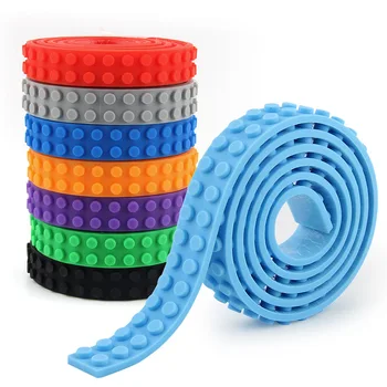 

100cm DIY Plastic Loops Block Toy 248 Dots Adhesive Plastic Tape Building Block Base Plate Sticky Backing Tape Toys for children