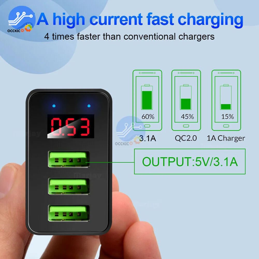 Зарядное устройство QC 3 0 с цифровым дисплеем и USB портами|Зарядные устройства| |