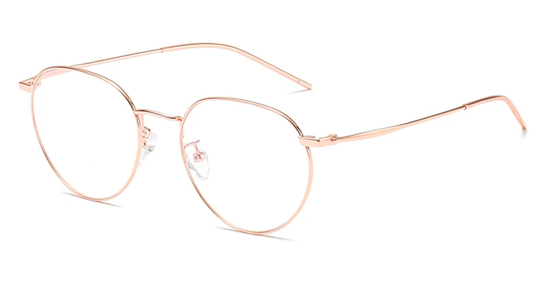 rose gold with clear Peekaboo, металлическая оправа, очки, синий светильник, защита для мужчин, Черное золото, компьютер, круглая оправа, очки, по рецепту, для женщин, Прямая поставка - Цвет оправы: rose gold with clear