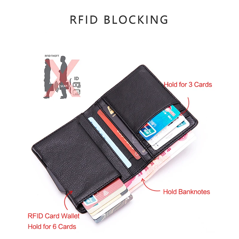 BISI GORO из искусственной кожи RFID бизнес держатель для карт карбоновые кошельки