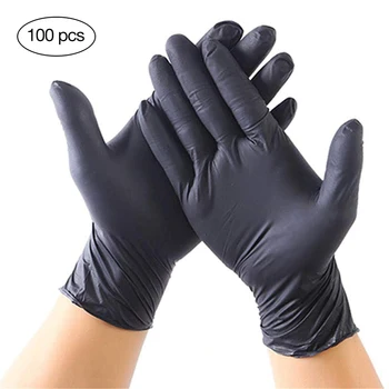 

100PCS Black Disposable Latex Gloves for Home Cleaning Rubber Gloves Medical Household Kitchen Dishwashing Cleaning Gloves