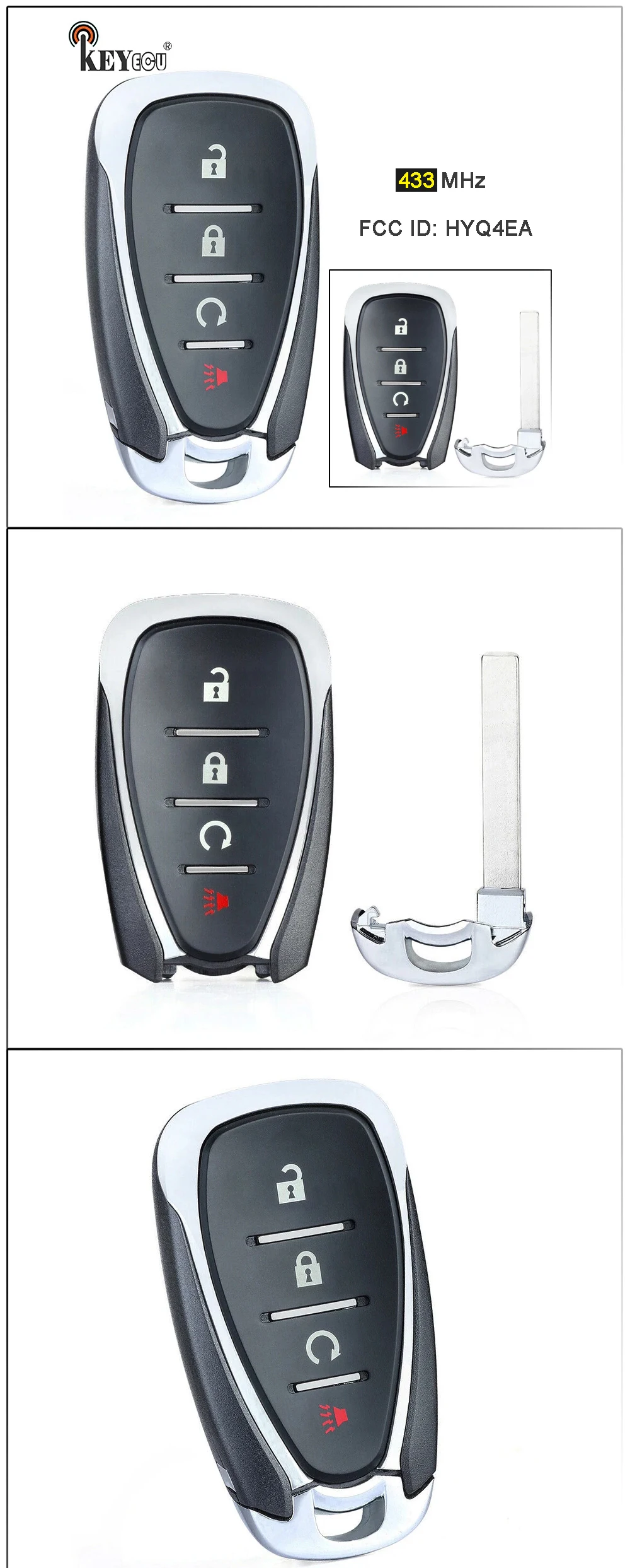 Keyforkess 433MHz ID46 Chip HYQ4EA Smart 4 pulsanti telecomando portachiavi per Chevrolet Cruze traversa Volt Trailblazer Blazer 2016-2021 - H51756bb9065b481bb347be2cfcee9f9c1