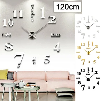 

European Style DIY Large Super Large Size Creative Wall Clock Modern 3D Mirror Wall Sticker Clock Home Decoration Numbers