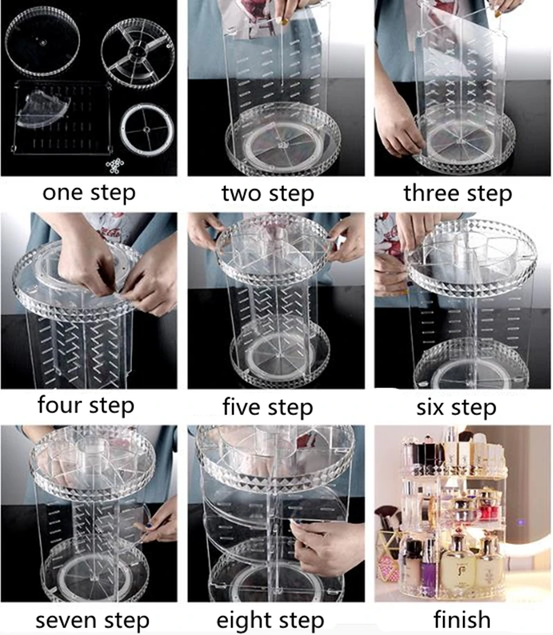 360 градусов вращающийся большой емкости Многофункциональный спин акриловый ящик для хранения косметики красивый для всех косметических средств