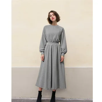 

YOCALOR Black Dress Plus Size Autumn Winter Women 4xl Dresses High Elastic Waist Casual Long Minimalist Pockets Warm Harajuku