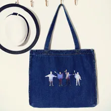 HARJOBEN эко переносная сумка для покупок синяя джинсовая сумка-переноска Beetlemania Подарочная сумка-тоут