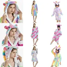 Ночное платье с рисунком милого единорога для детей/взрослых; размер для родителей и ребенка; фланелевая Удобная теплая одежда; сезон осень-зима