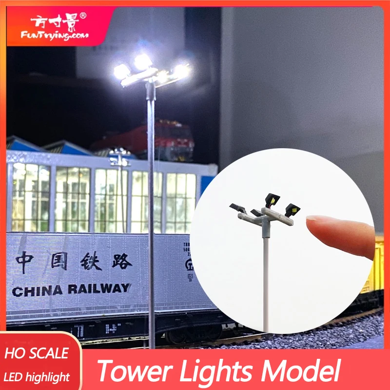 4PCS HO Scale Model lighting tower,12V Model Street Lights Layout Lamppost Train/Garden