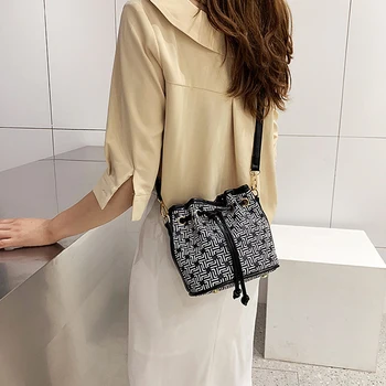 

Female Crossbody Bucket Bag Women 2019 PU Leather luxury handbags women bags designer Ladies Printing Shoulder Messenger Bag