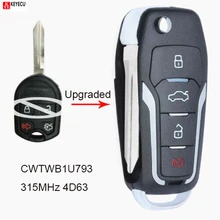 Keyecu atualizado flip key remoto clicker 4 botão 315mhz 4d63 80bit chip para borda fuga expedição explorador fusão cwtwb1u793