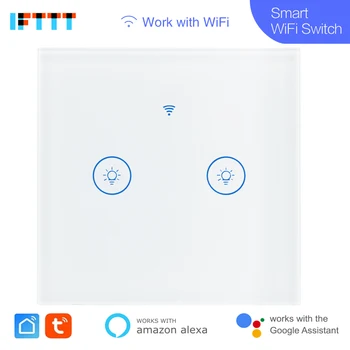 

Tuya Smart Wifi Switch EU 1 2 3Gang Touch Panel Switches Wireless Remote Control Compatible Alexa Google Home