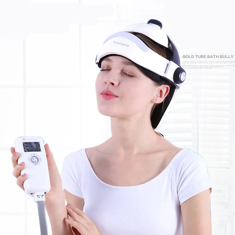 Электрический массажер для головы отопление давление воздушным потоком Вибрация палец пресс Релаксация массаж музыка успокаивающее Расслабление Здоровье Уход шлем