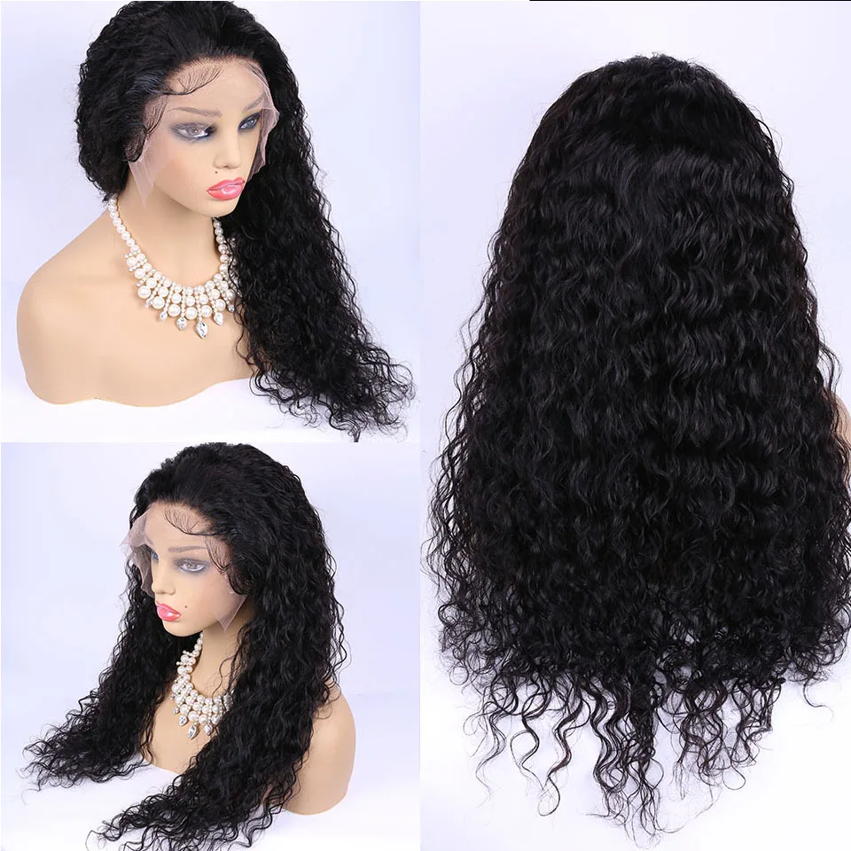 360 парик из натуральных волос на кружевной основе с волнистыми волосами для черных женщин