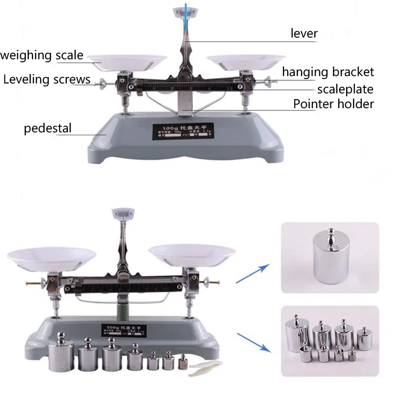 (200g / 0.2g) Precision Laboratory Balance and Weight Set Laboratory Balance Mechanical Scale
