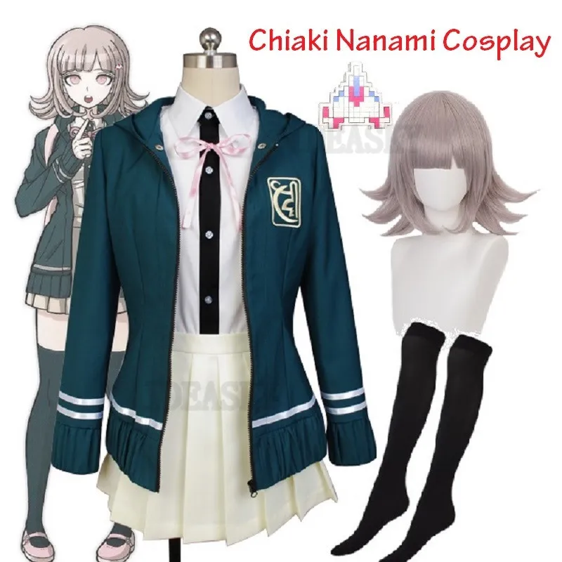 Dangan-Ronpa 2 Nanami ChiaKi Cosplay Costume Anime Dress Set Jacket+Shirt+Skirt 