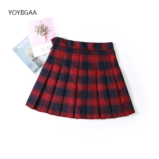 Autumn Winter Women Skirts High Waist Female Pleated Skirt Fashion Chic Girls Dance Mini Skirts Preppy Style Ladies Plaid Skirt redge