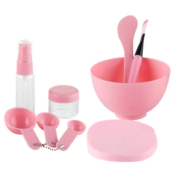

9pcs DIY Facial Mask Facemask Mixing Tool with Big Volume Mask Bowl Spatula Brush Spray Bottle Puff Soaking Bottle Gauges (Pink)