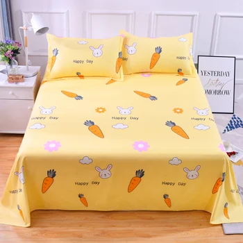 

Summer Floral Cute Students Single Double Bedsheet King Queen Twin Flat Sheet Soft Sanding Bed Sheet 200x230cm