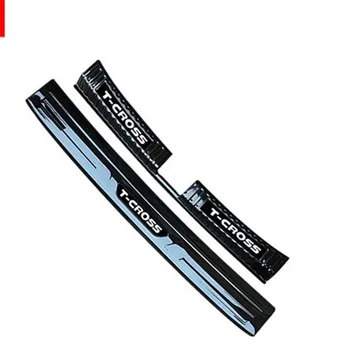 

Car styling for Volkswagen T-CROSS 2019 2020 stainless steel Rear Bumper Protector Sill Trunk Rear guard Tread Plate