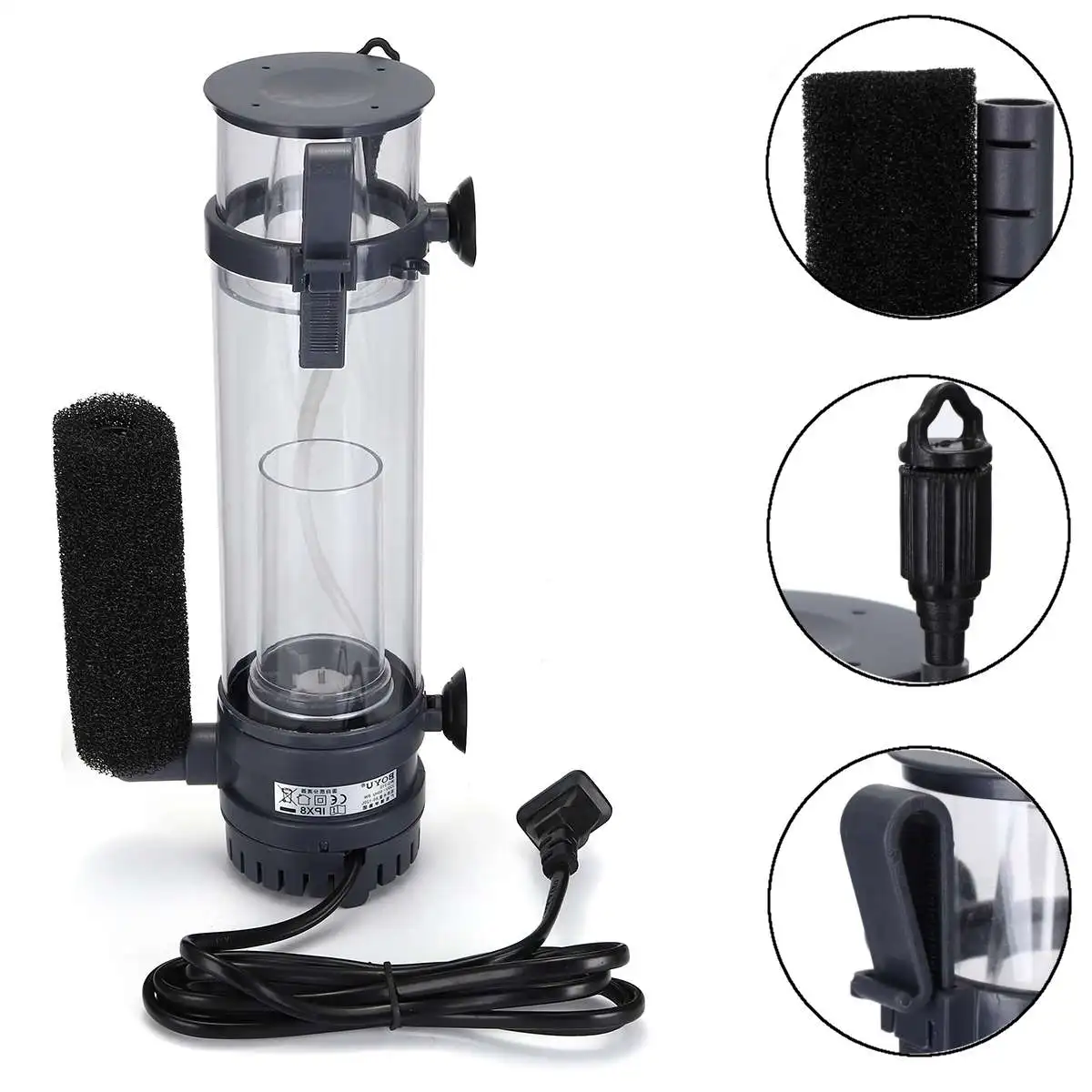 

8W Acrylic Aquarium Internal Small Protein Skimmer 220-240V For Marine-Nano Fish Tank WG-310 Flow Rate 100-150L/H Detachable