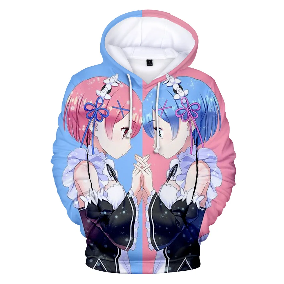 Япония Аниме Re: zero Твин горничной Рам Рем 3D принт для женщин/мужчин толстовки