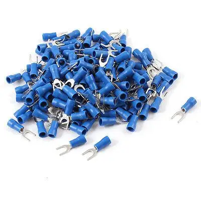 

200 Pcs SV1.25-4 AWG 22-16 Blue Pre Insulated Fork Terminals Cable Connector