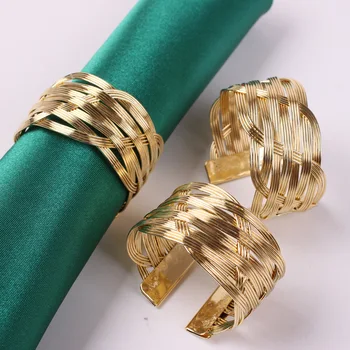 

TAI Top 12Pcs/Set Gold Cross Opening Napkin Rings Party Wedding Table Decoration Adjustable Napkin Holder Hotel Supplies