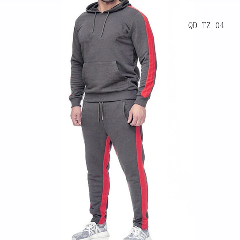 Dark gray QD-TZ-04 Спортивный костюм мужской комплект мужской спортивной одежды набор строчка полосатый - Цвет: Dark gray QD-TZ-04