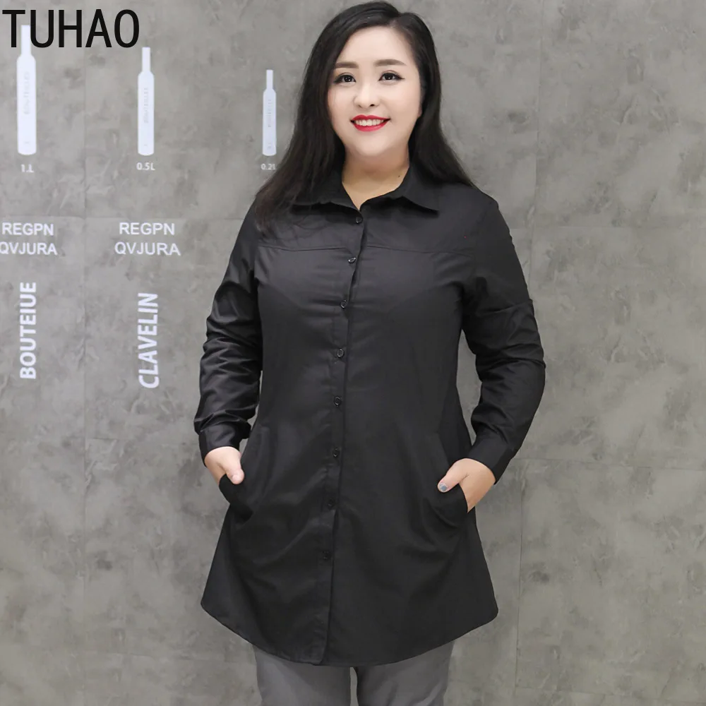 

TUHAO Womann Long Sleeve Black Elegant Long Sleeve Blouse 2019 Autumn Winter Women Tops Female Office Shirts Plus Size 3XL 4XL