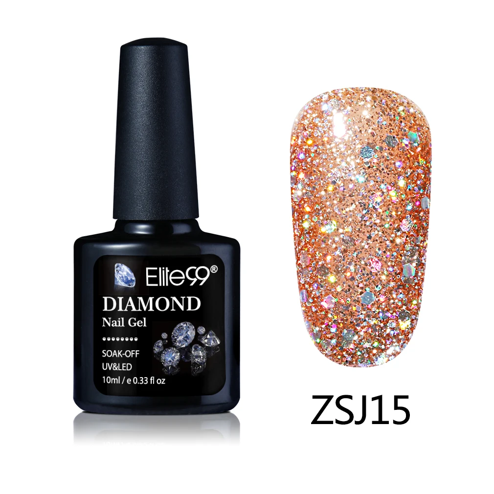 ZSJ15 Elite99 10 мл черный бриллиант Гель-лак для Ногтей Сияющий блестящий гель для нейл-арта впитывающий праймер для ногтей Маникюр УФ-гель для ногтей - Цвет: ZSJ15