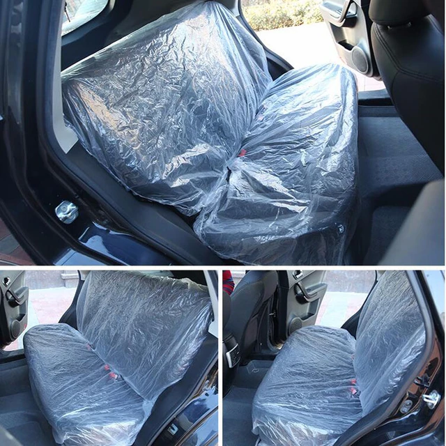 Housses de siège en plastique jetables pour voiture 100 pièces, housses de  siège de protection transparentes universelles pour chaise de voiture